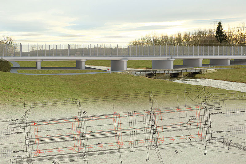 Visualisierung: Die neue Eisenbahnüberführung über die Luppe © DB AG